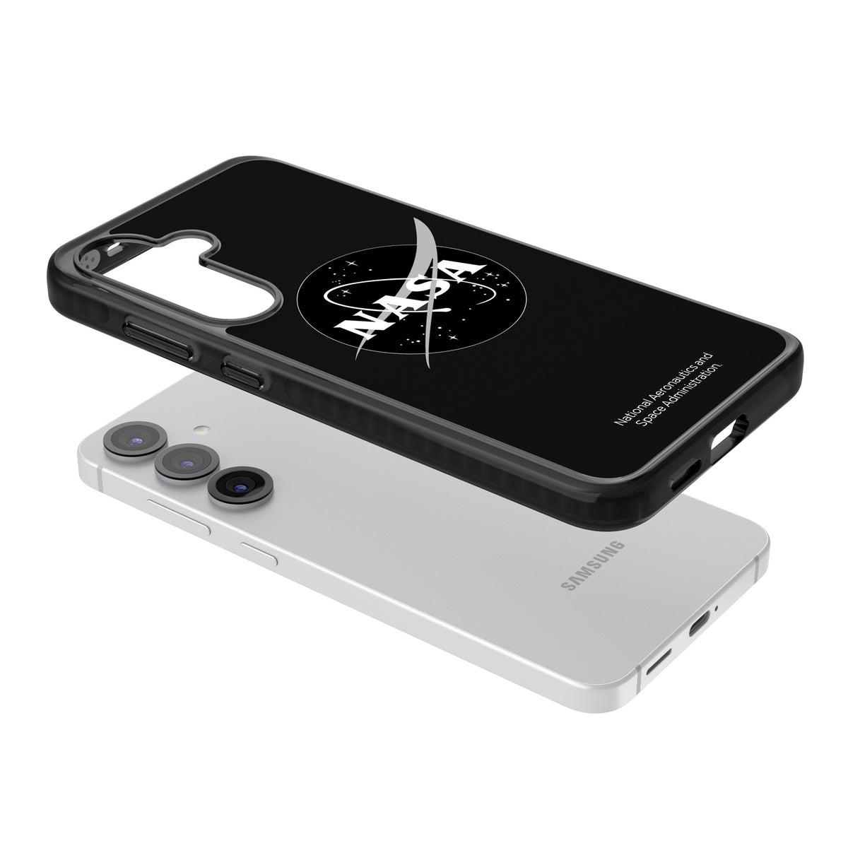 Dark Nasa Meatball Samsung S25 / Samsung S25 Plus / Samsung S26 / Samsung S26 Plus Impact Black Phone Case angled