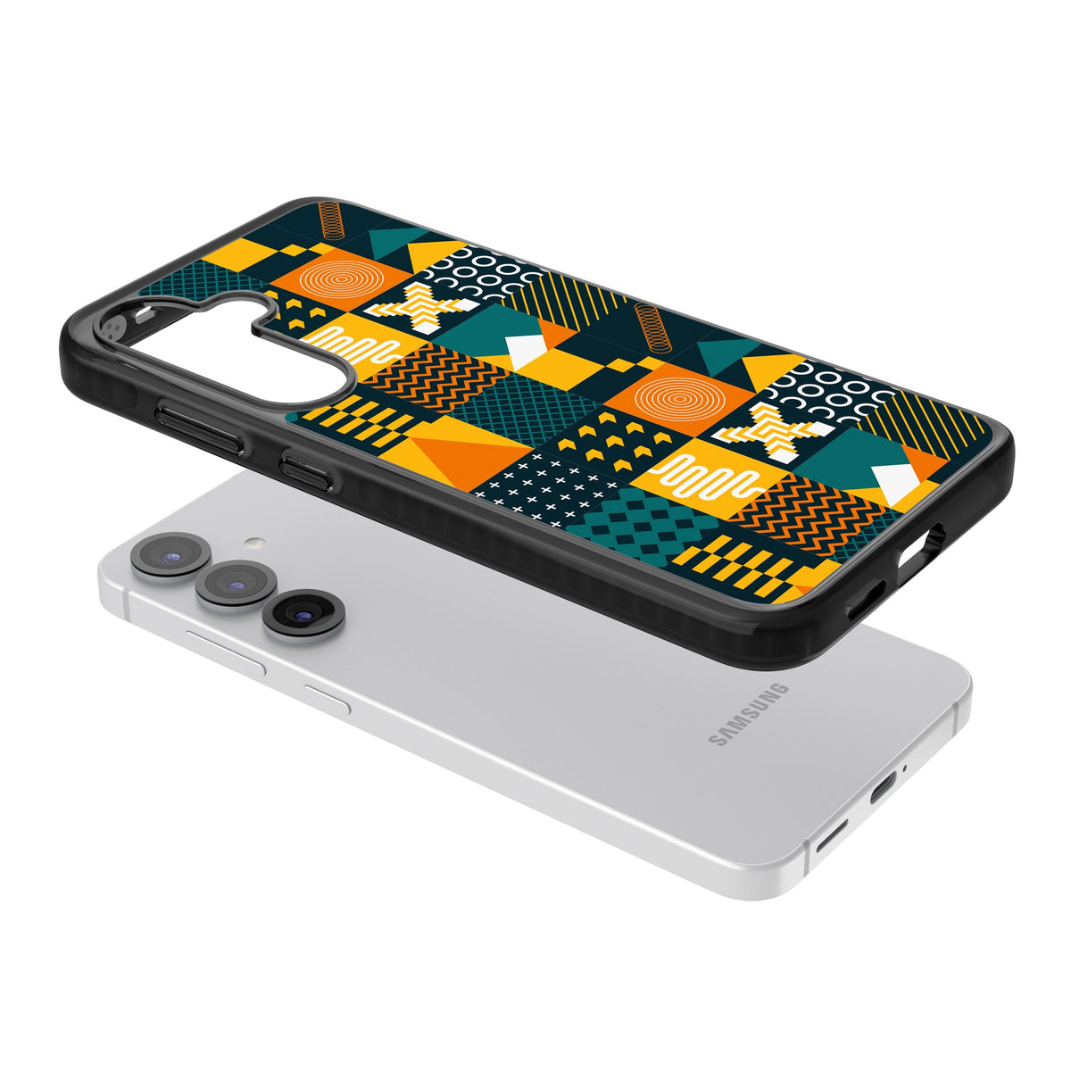 Amber Grid Samsung S25 / Samsung S25 Plus / Samsung S26 / Samsung S26 Plus Impact Black Phone Case angled