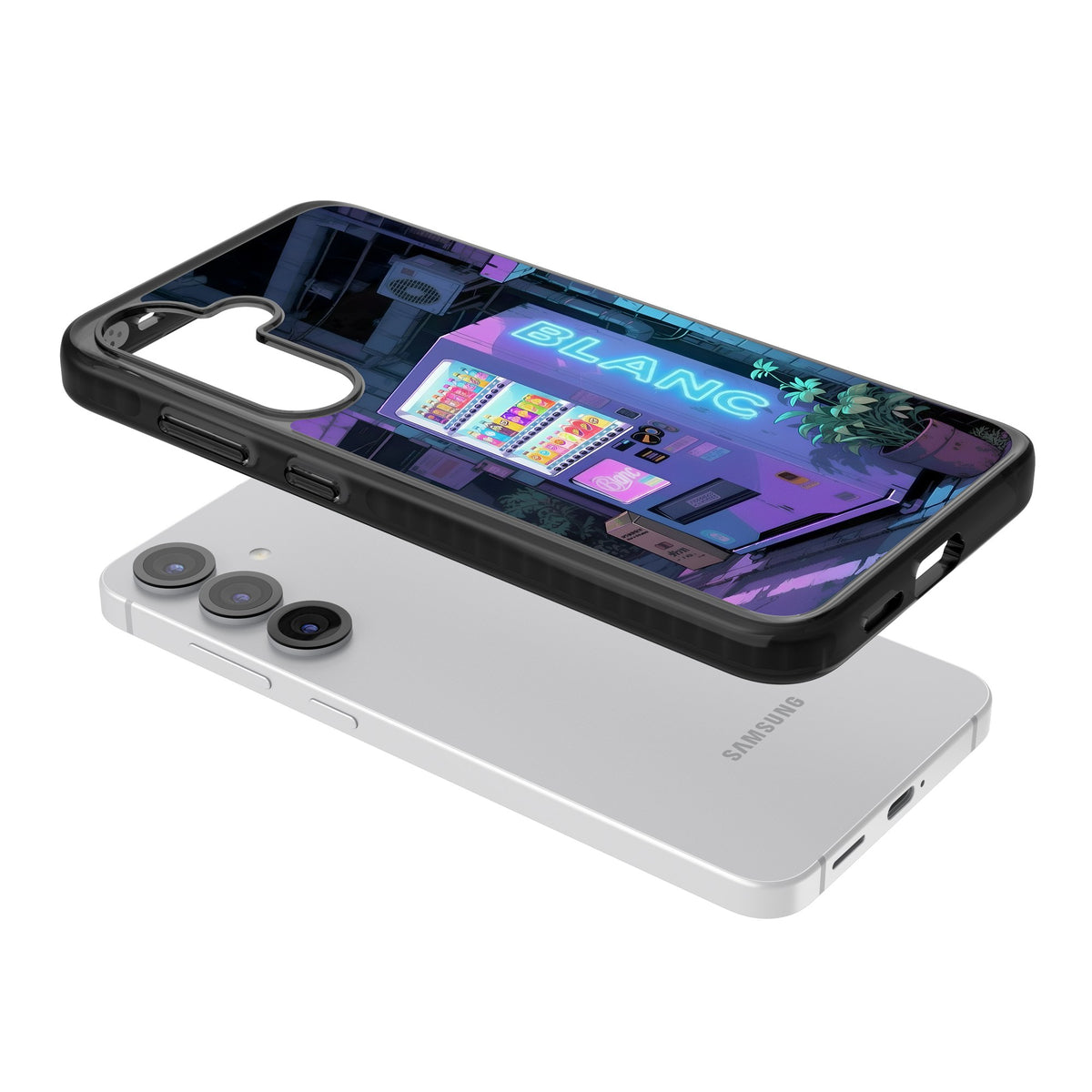 Shibuya Glow Samsung S25 / Samsung S25 Plus / Samsung S26 / Samsung S26 Plus Impact Black Phone Case angled