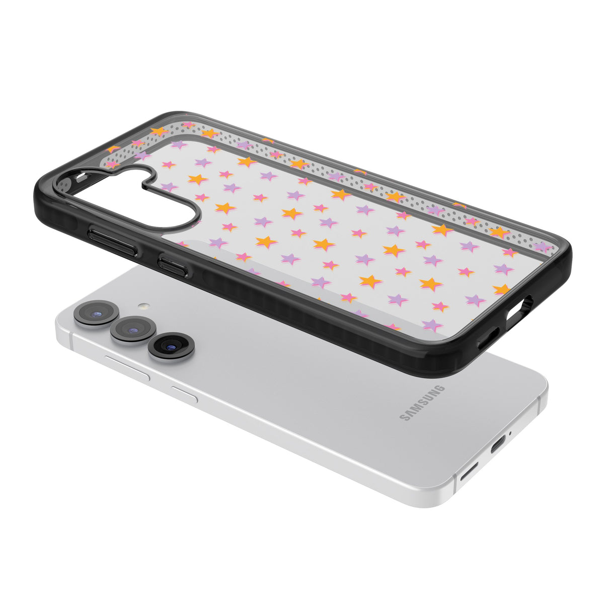 Spangling Stars Samsung S25 / Samsung S25 Plus / Samsung S26 / Samsung S26 Plus Impact Black Phone Case angled
