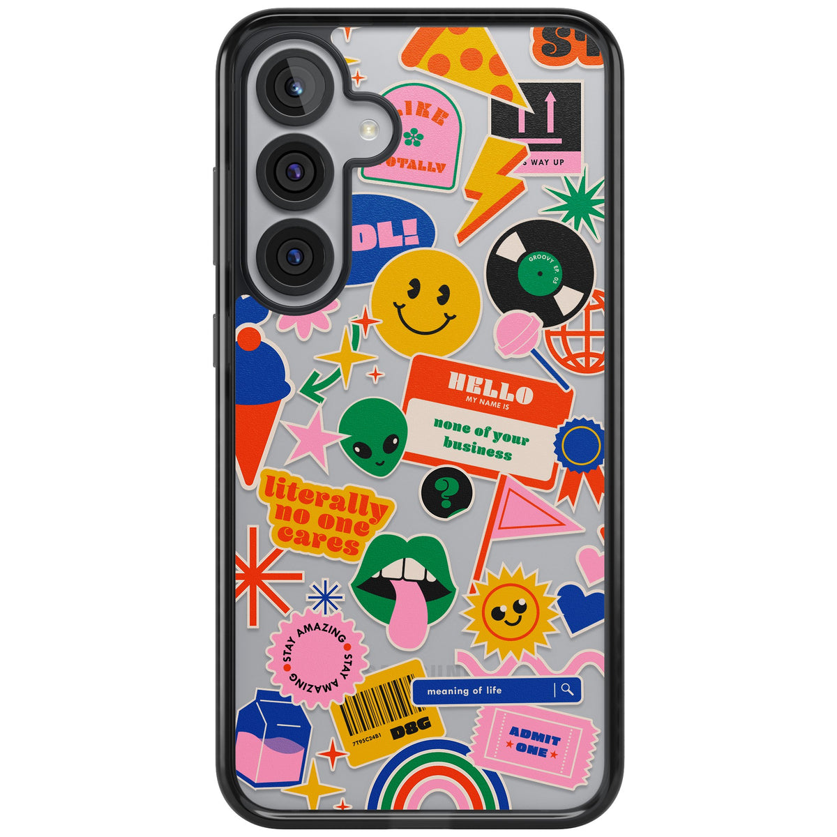 Nostalgic Sticker Vibes Samsung S25 Plus / Samsung S26 / Samsung S26 Plus Impact Black Phone Case front