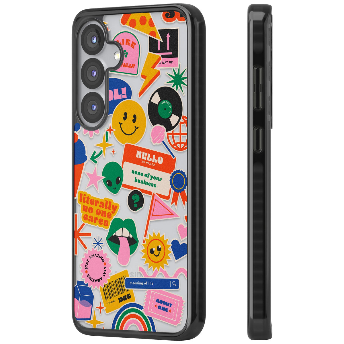 Nostalgic Sticker Vibes Samsung S25 / Samsung S25 Plus / Samsung S26 / Samsung S26 Plus Impact Black Phone Case side