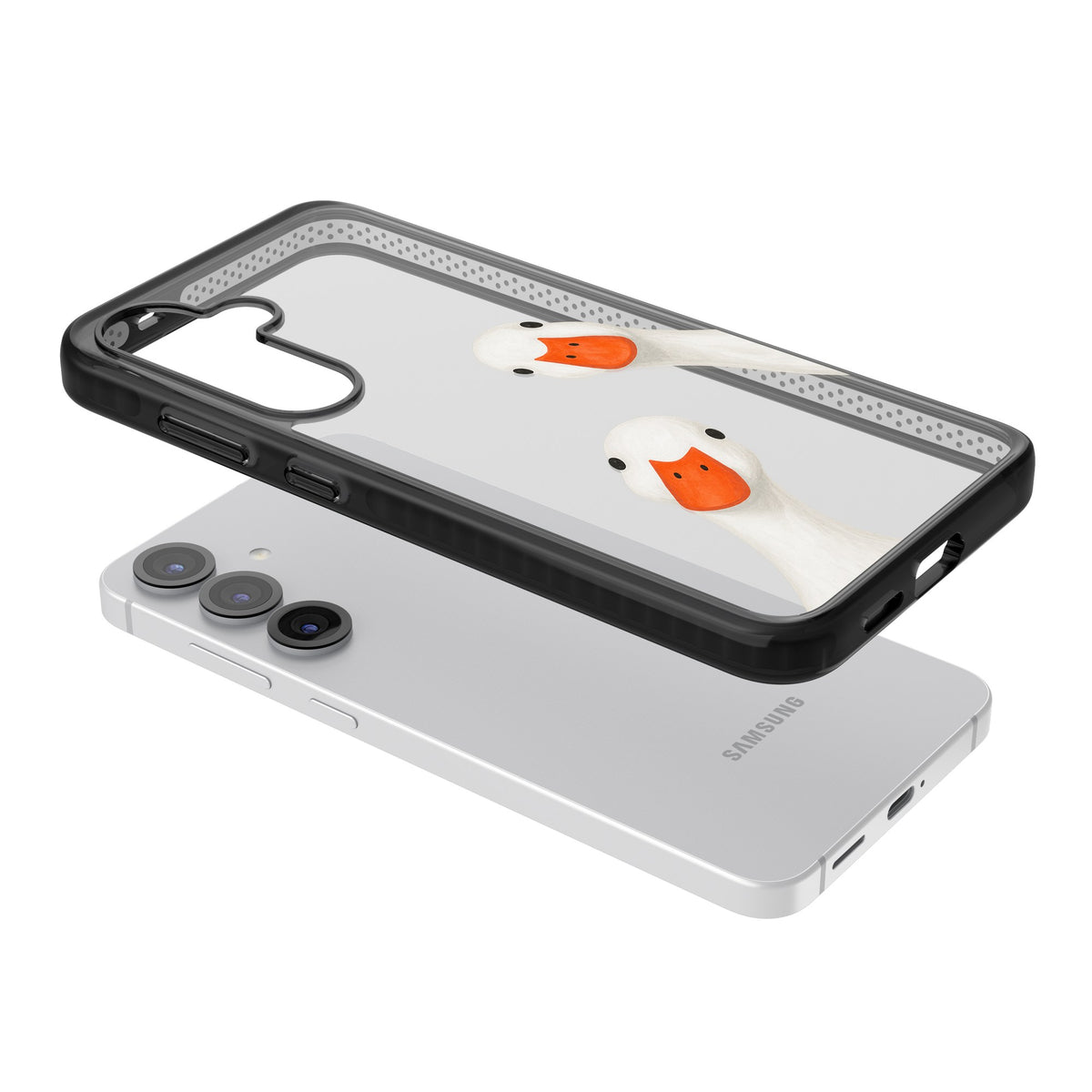 Nosy Ducks Samsung S25 / Samsung S25 Plus / Samsung S26 / Samsung S26 Plus Impact Black Phone Case angled