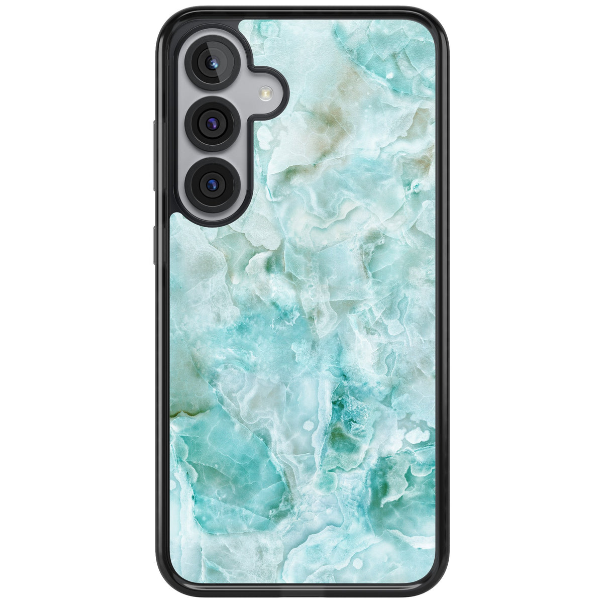 Aqua Onyx Marble Samsung S25 Plus / Samsung S26 / Samsung S26 Plus Impact Black Phone Case front