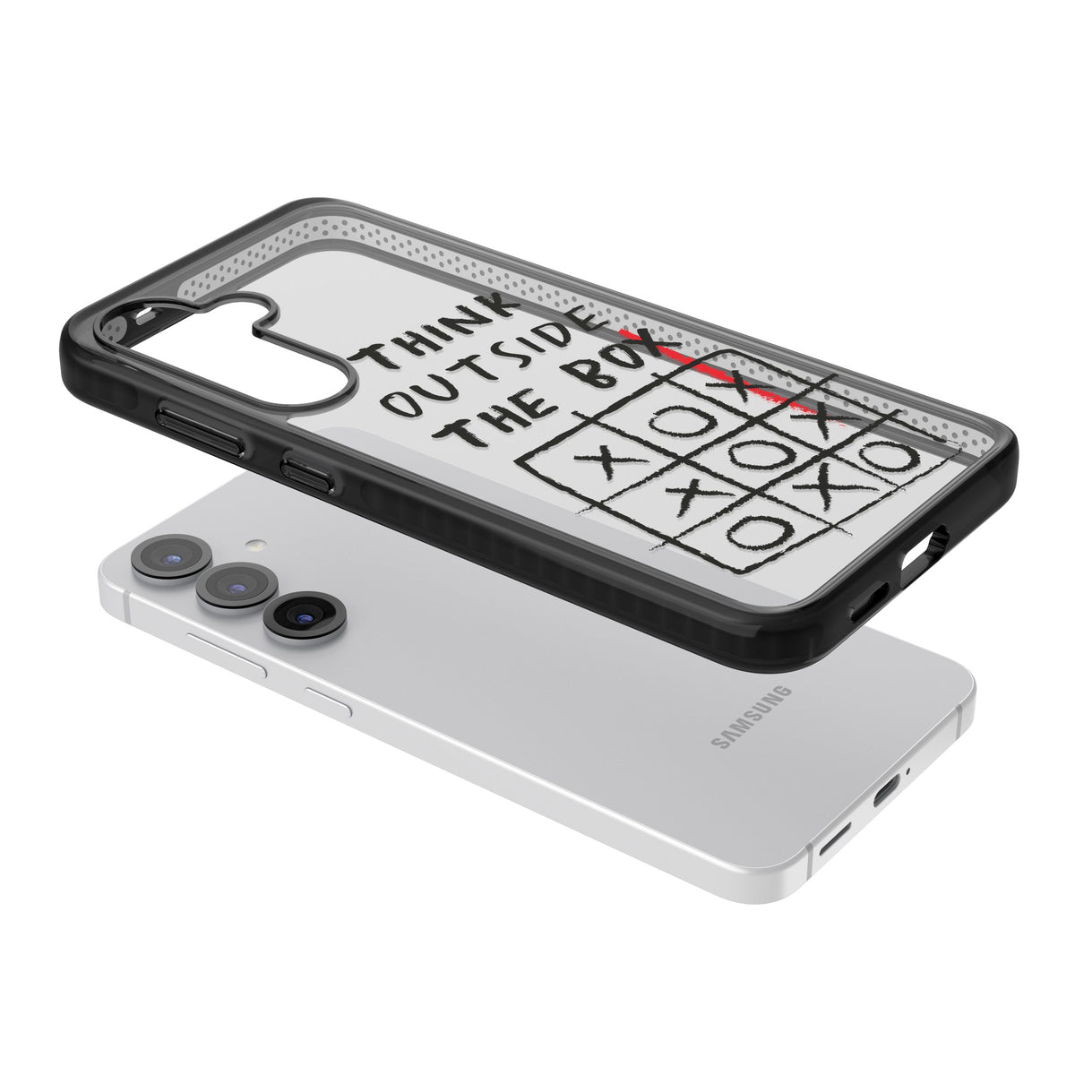 Think Outside The Box Samsung S25 / Samsung S25 Plus / Samsung S26 / Samsung S26 Plus Impact Black Phone Case angled