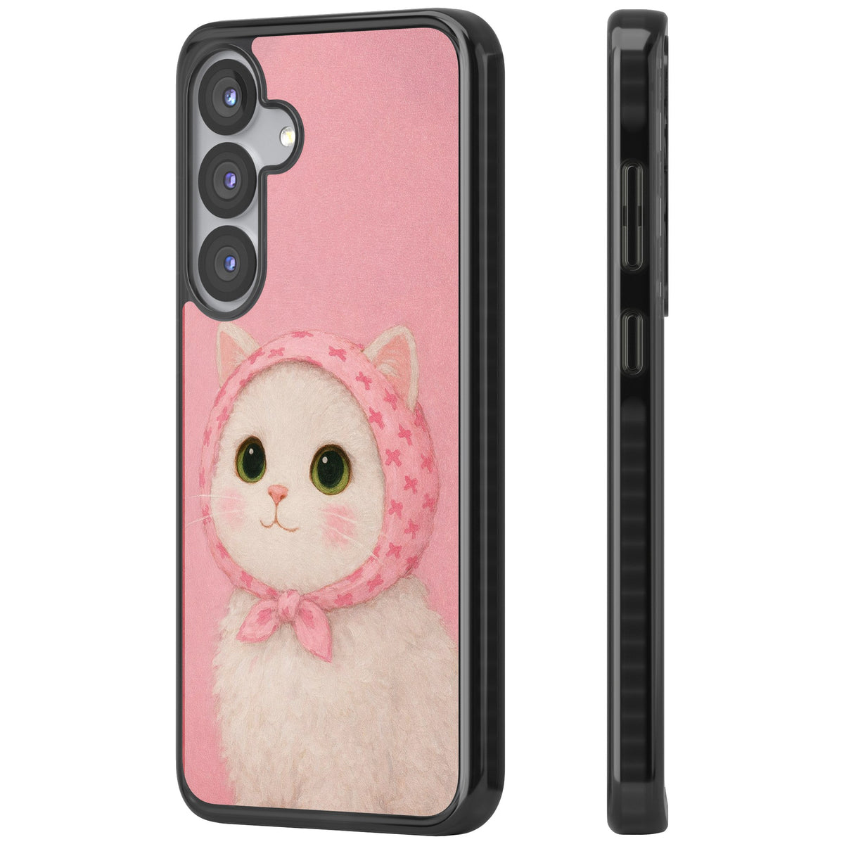 Baby Blush Kitty Samsung S25 / Samsung S25 Plus / Samsung S26 / Samsung S26 Plus Impact Black Phone Case side