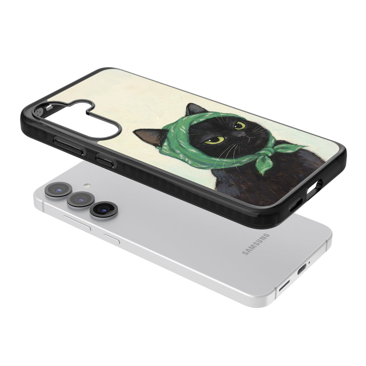 Unamused Kitty Samsung S25 / Samsung S25 Plus / Samsung S26 / Samsung S26 Plus Impact Black Phone Case angled