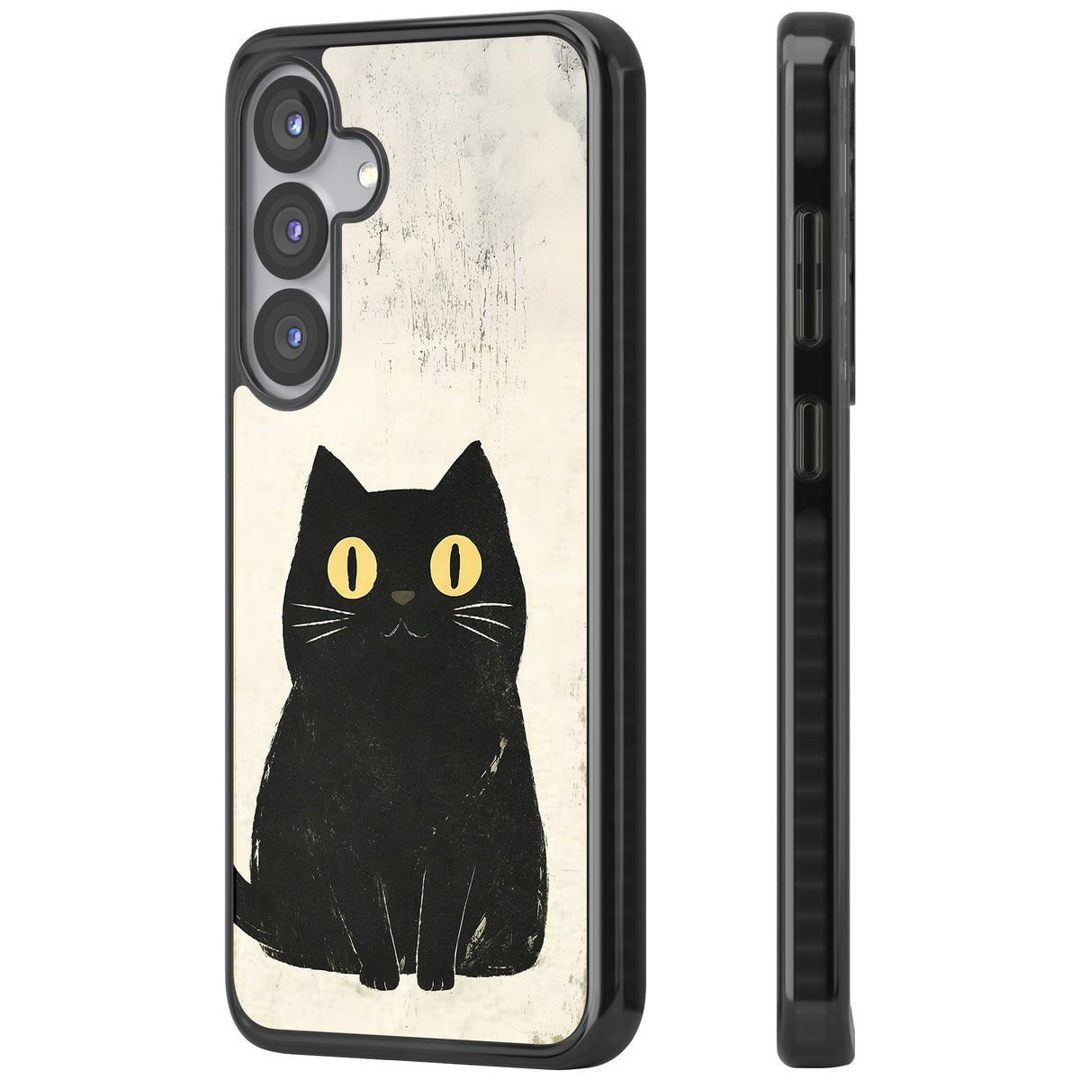 Midnight Whiskers Samsung S25 / Samsung S25 Plus / Samsung S26 / Samsung S26 Plus Impact Black Phone Case side