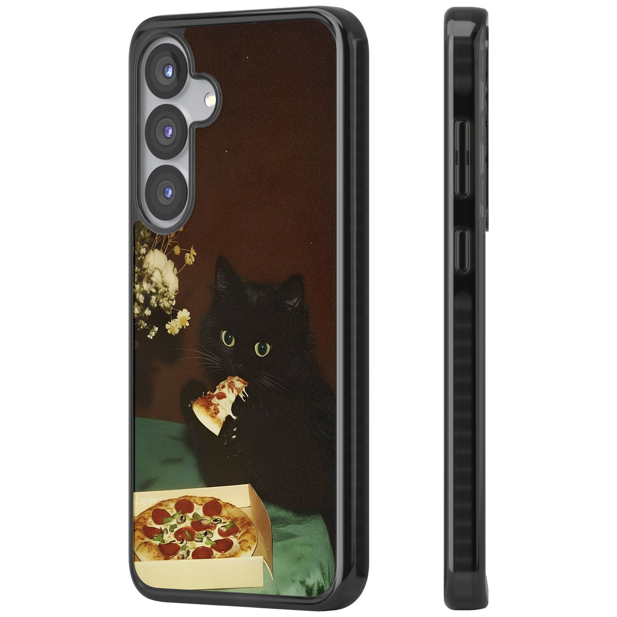 Late Night Snack Cat Samsung S25 / Samsung S25 Plus / Samsung S26 / Samsung S26 Plus Impact Black Phone Case side