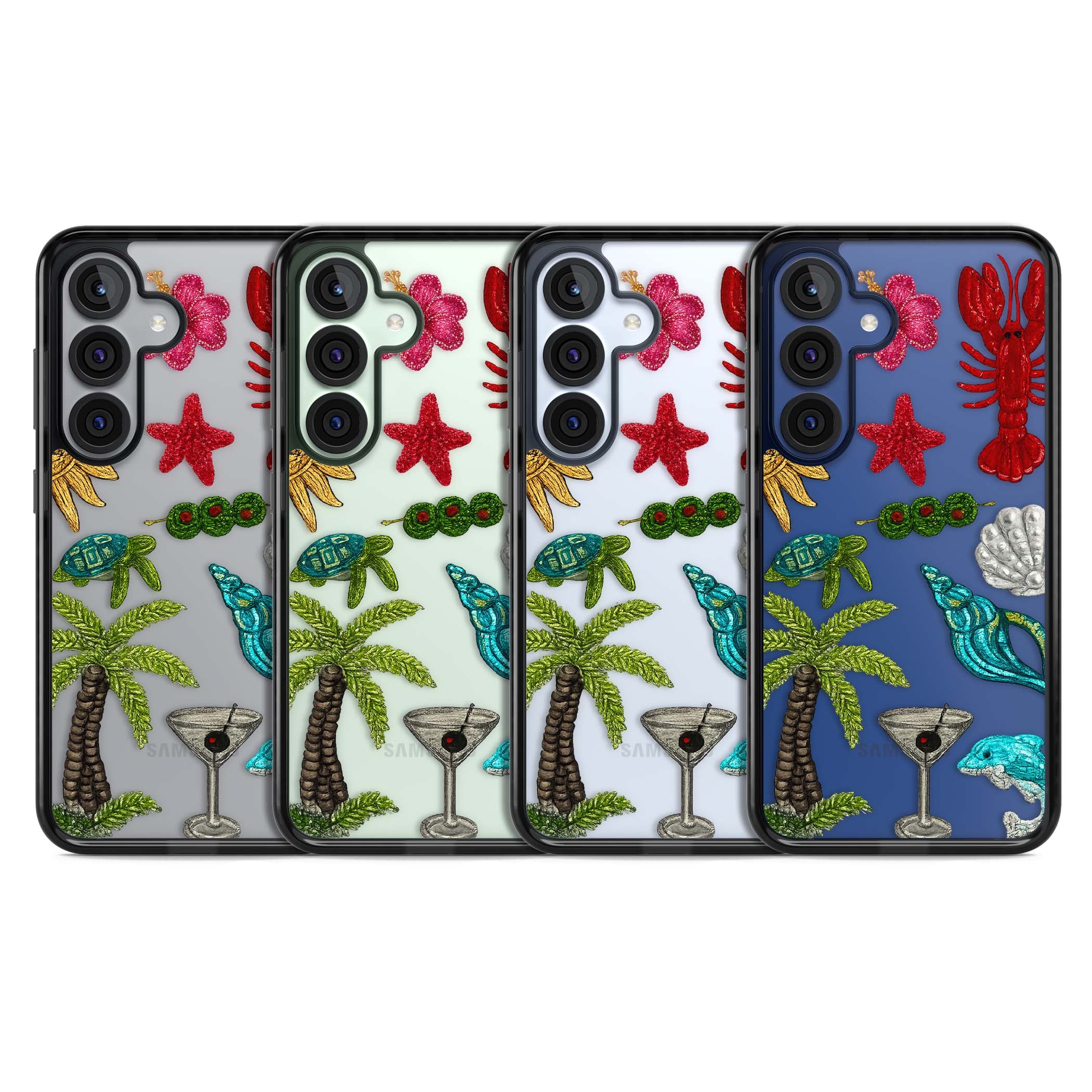 Painted Coastal Pattern coastal iPhone case | Black Impact case for Samsung Galaxy S25, Samsung Galaxy S25 Plus