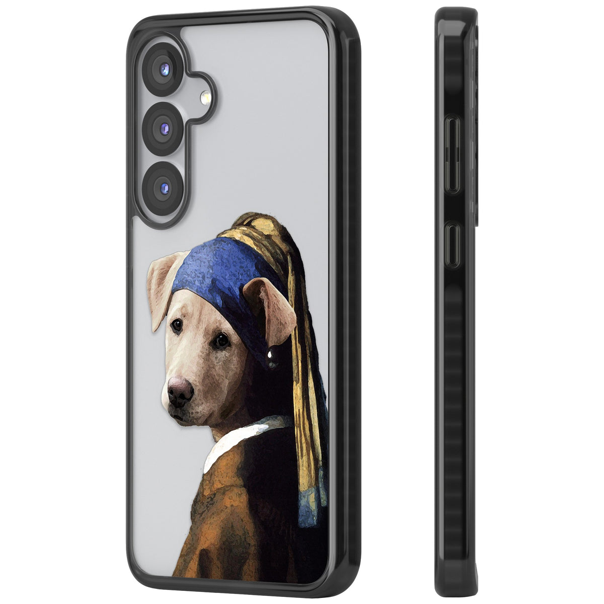 Doggo With A Pearl Earring Samsung S25 / Samsung S25 Plus / Samsung S26 / Samsung S26 Plus Impact Black Phone Case side