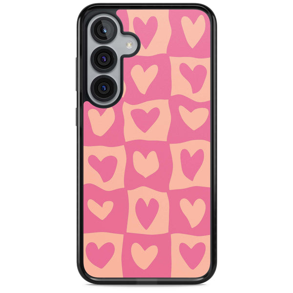 Pink Wavy Checked Hearts