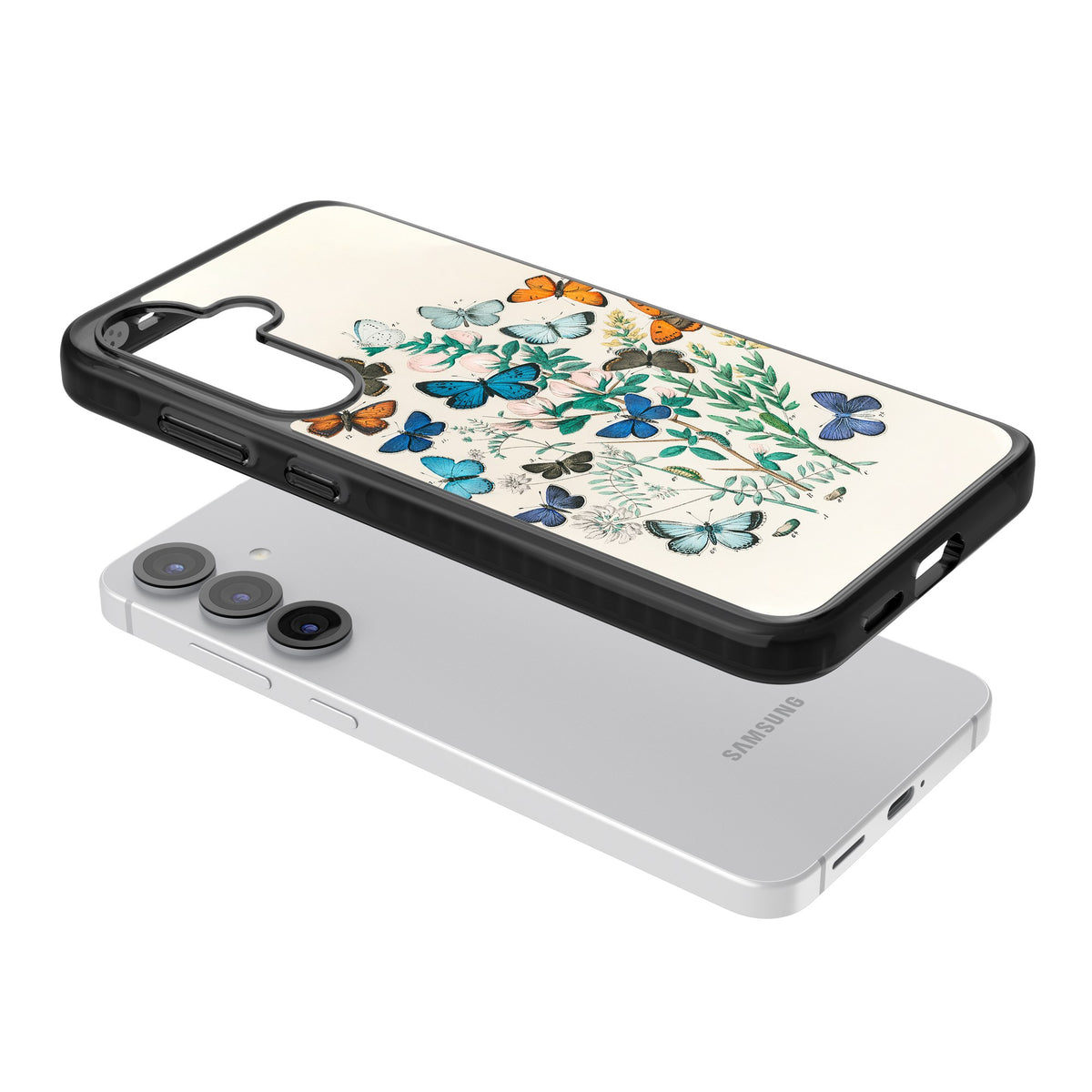 European Butterflies Samsung S25 / Samsung S25 Plus / Samsung S26 / Samsung S26 Plus Impact Black Phone Case angled