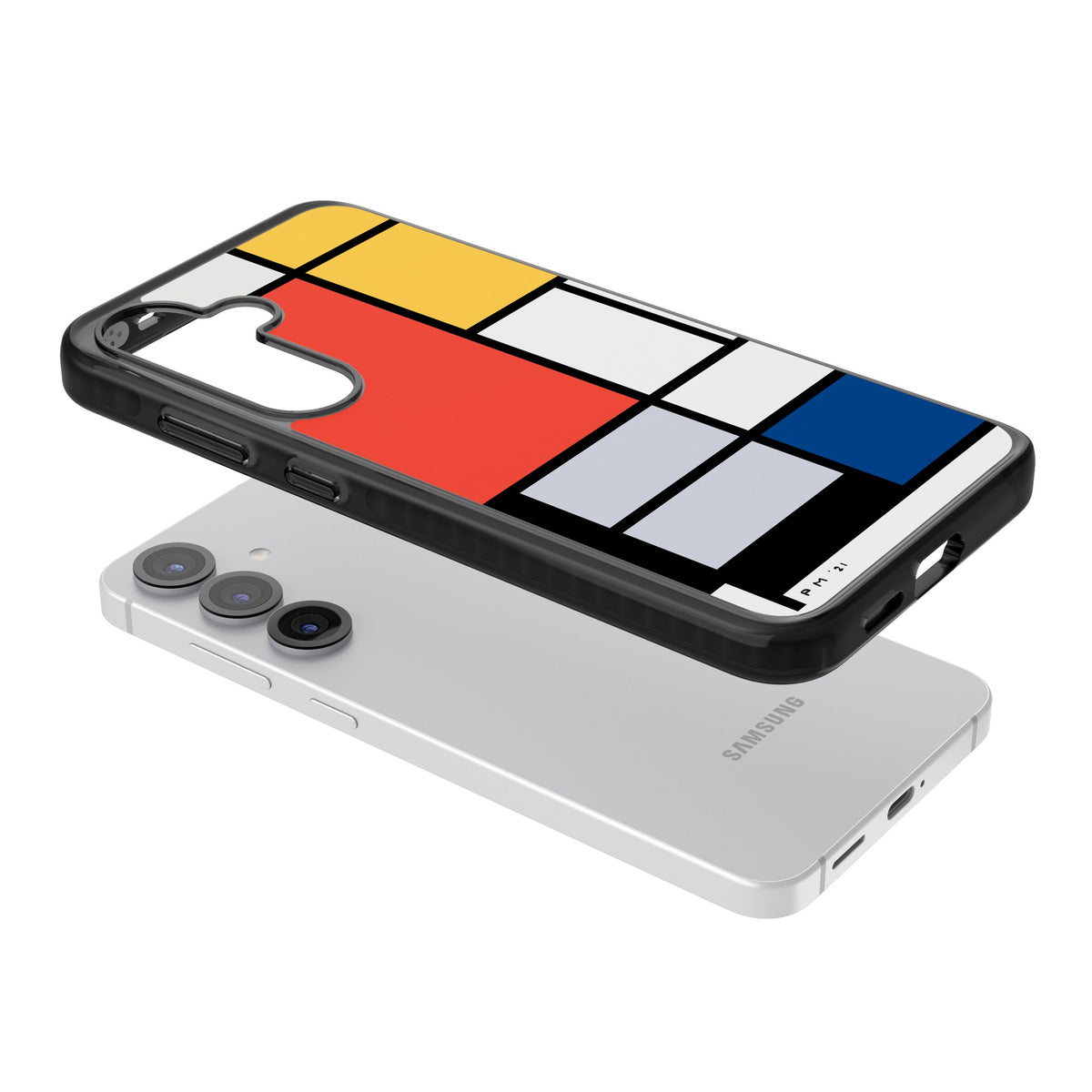 Piet Mondrian's Composition Samsung S25 / Samsung S25 Plus / Samsung S26 / Samsung S26 Plus Impact Black Phone Case angled