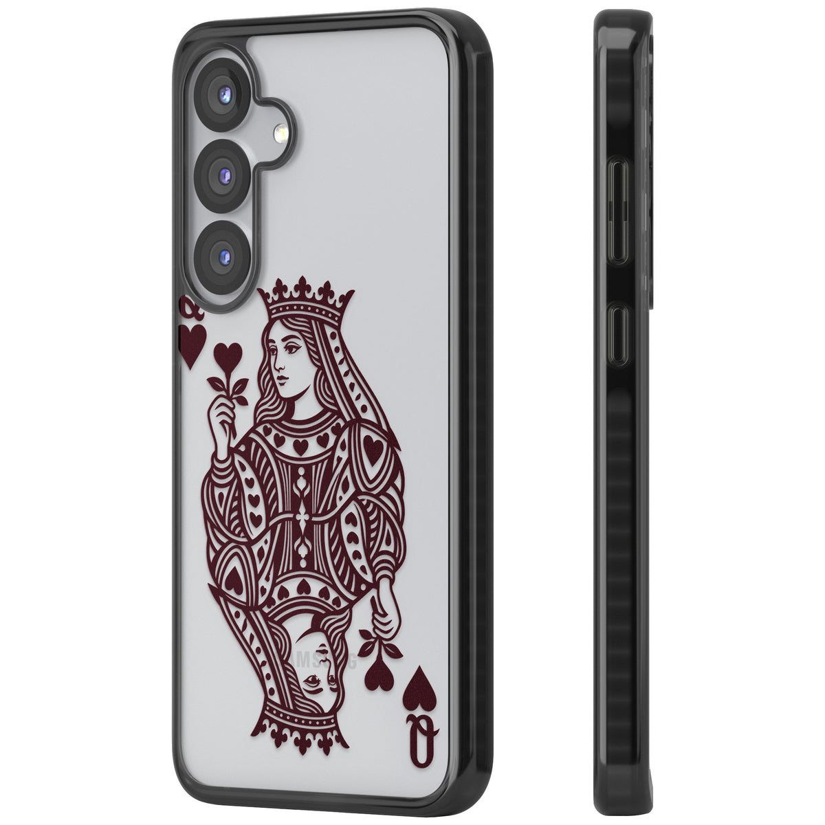 Queen Of Hearts (Burgundy) Samsung S25 / Samsung S25 Plus / Samsung S26 / Samsung S26 Plus Impact Black Phone Case side