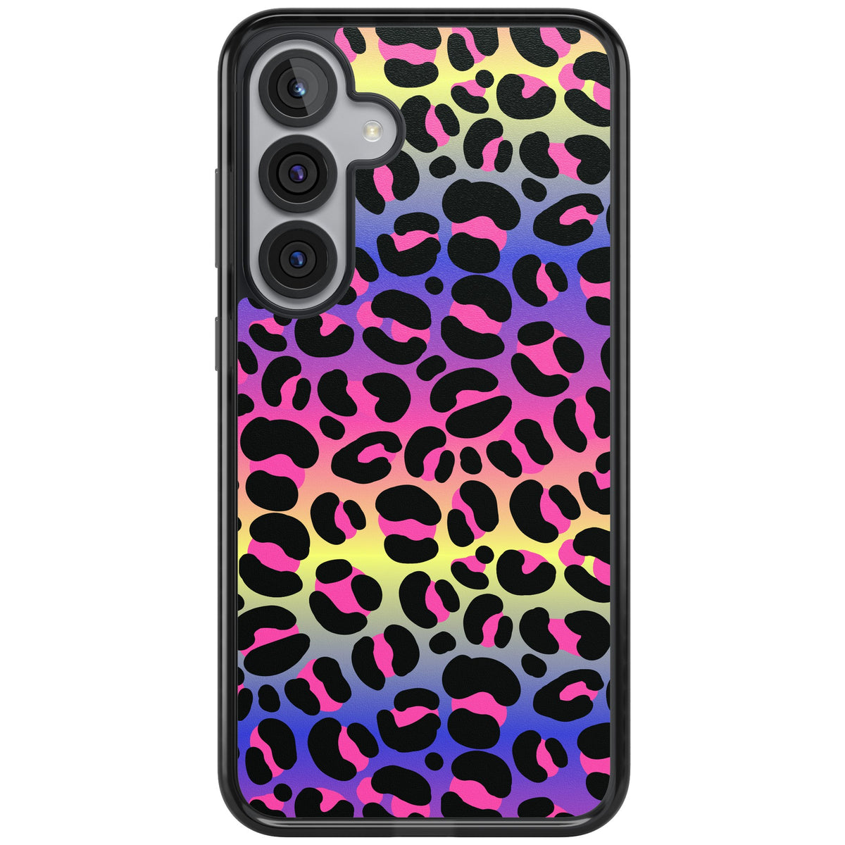 Rainbow Gradient Leopard Samsung S25 Plus / Samsung S26 / Samsung S26 Plus Impact Black Phone Case front