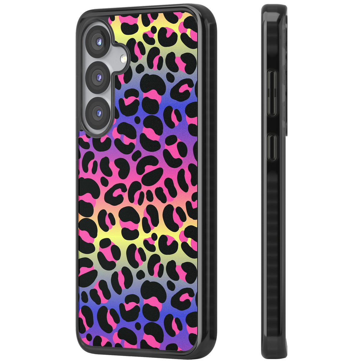Rainbow Gradient Leopard Samsung S25 / Samsung S25 Plus / Samsung S26 / Samsung S26 Plus Impact Black Phone Case side