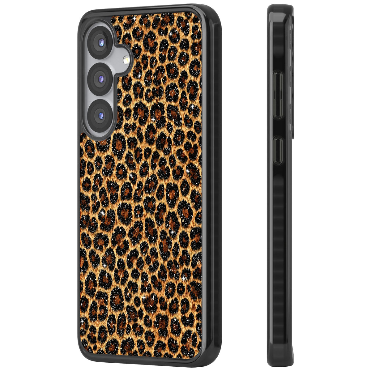 Diamond Leopard Samsung S25 / Samsung S25 Plus / Samsung S26 / Samsung S26 Plus Impact Black Phone Case side