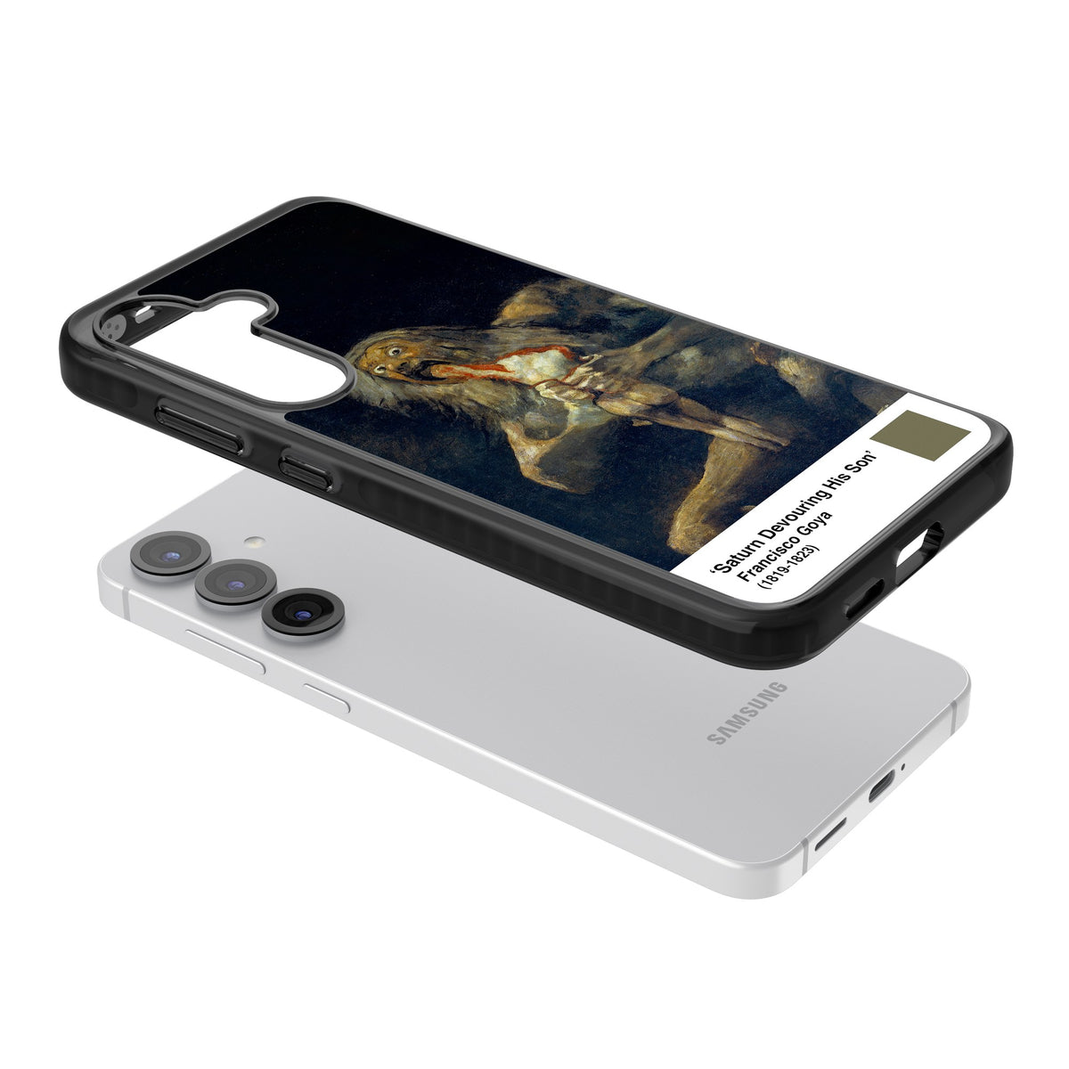 Saturn Devouring His Son Samsung S25 / Samsung S25 Plus / Samsung S26 / Samsung S26 Plus Impact Black Phone Case angled