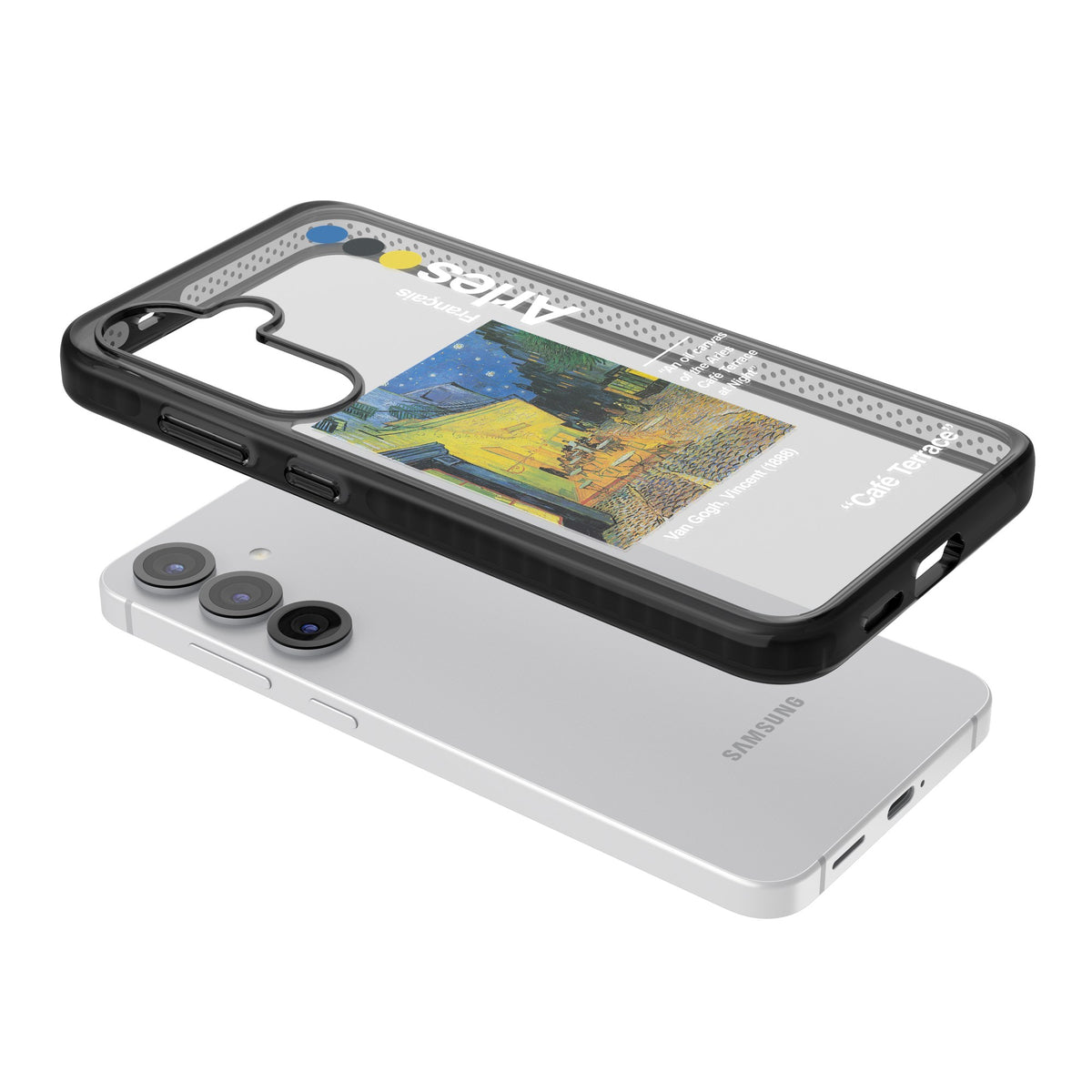 Cafe Terrace At Night Samsung S25 / Samsung S25 Plus / Samsung S26 / Samsung S26 Plus Impact Black Phone Case angled