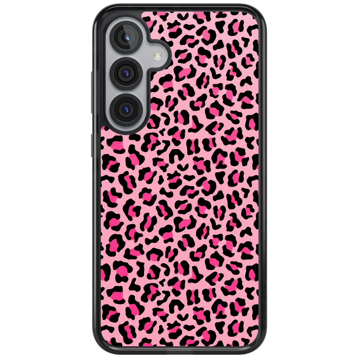 Pink Leopard Samsung S25 Plus / Samsung S26 / Samsung S26 Plus Impact Black Phone Case front