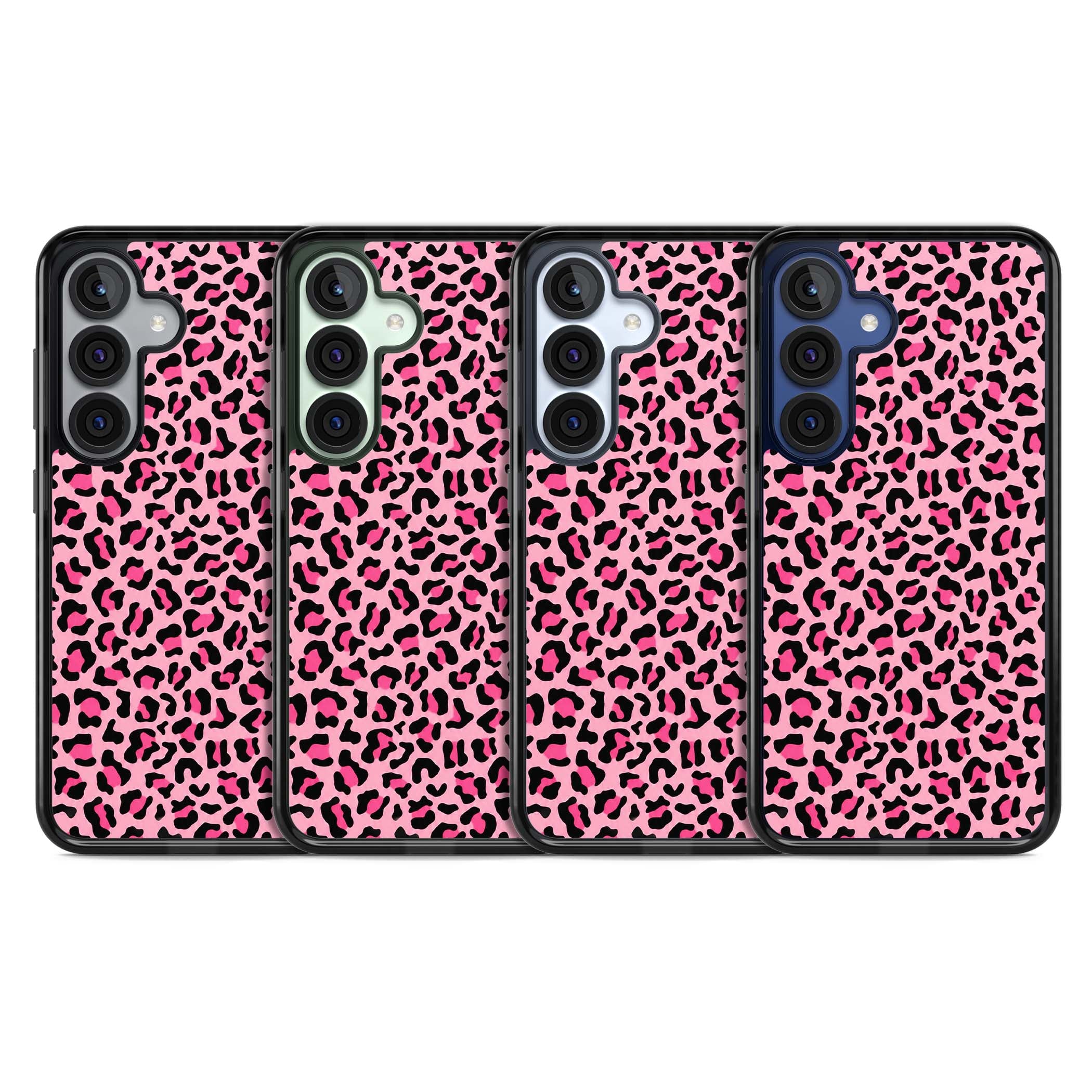 Pink Leopard baddie iPhone case | Black Impact case for Samsung Galaxy S25, Samsung Galaxy S25 Plus
