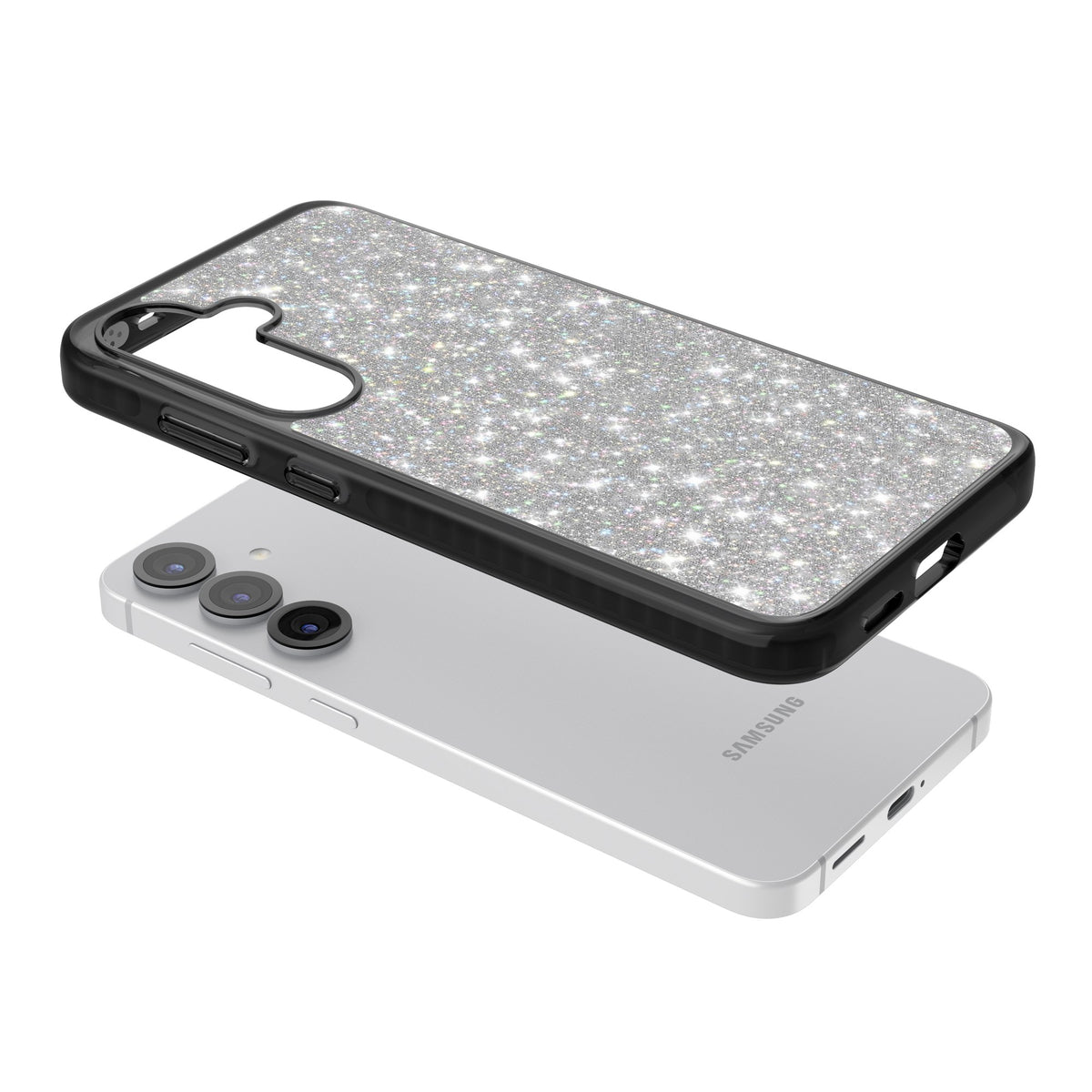 Diamond Samsung S25 / Samsung S25 Plus / Samsung S26 / Samsung S26 Plus Impact Black Phone Case angled