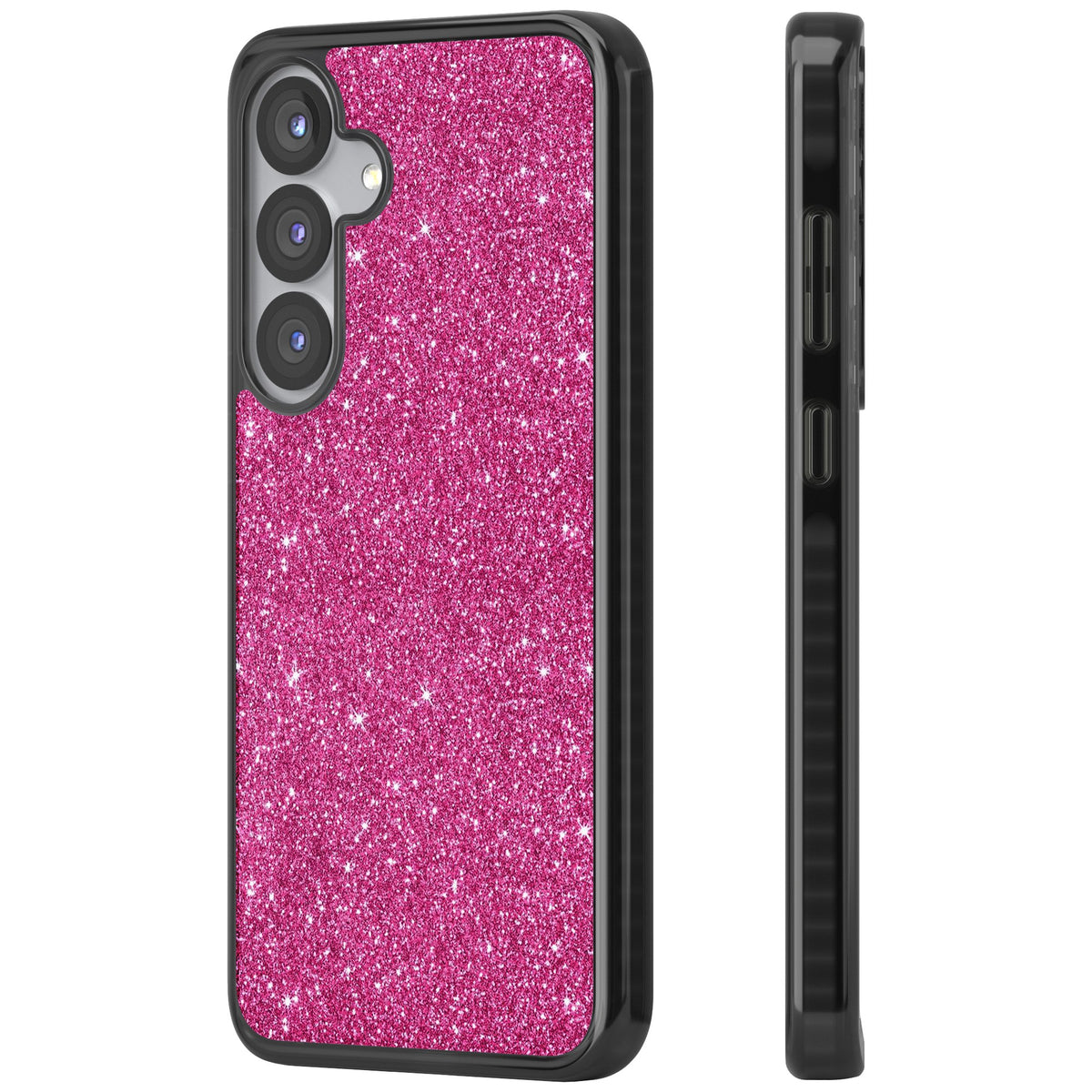 Pink Glitter Samsung S25 / Samsung S25 Plus / Samsung S26 / Samsung S26 Plus Impact Black Phone Case side