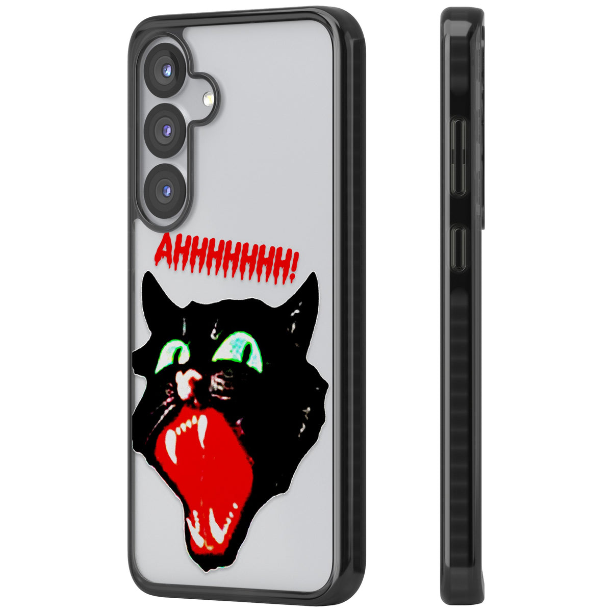 AHH! Cat Samsung S25 / Samsung S25 Plus / Samsung S26 / Samsung S26 Plus Impact Black Phone Case side