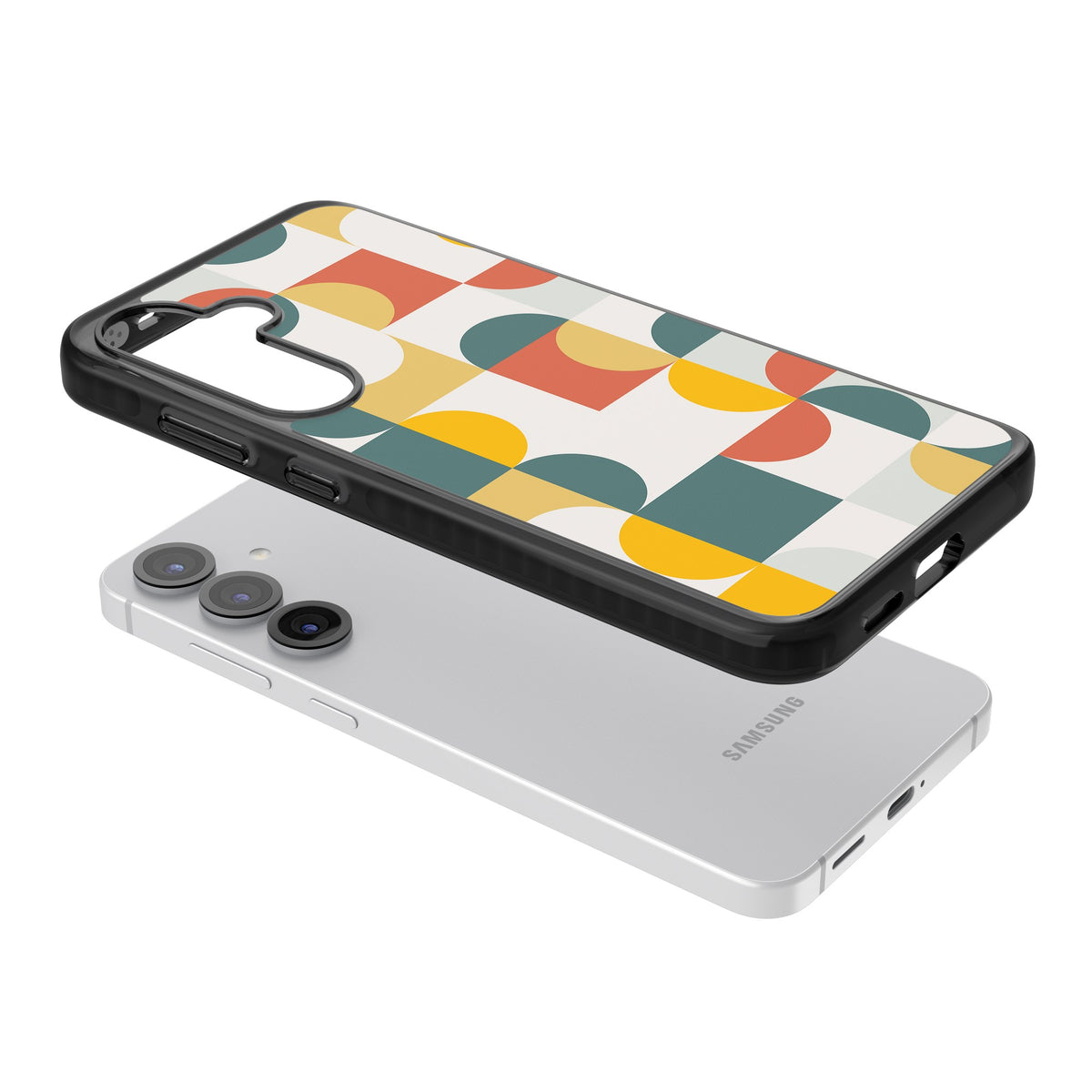 Retro Color Blocks Samsung S25 / Samsung S25 Plus / Samsung S26 / Samsung S26 Plus Impact Black Phone Case angled