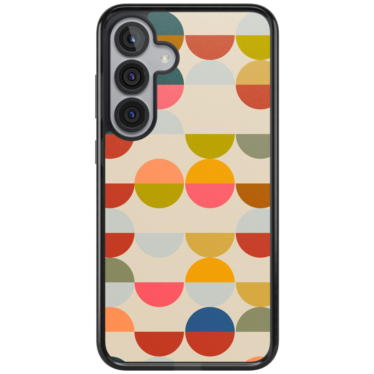 Colorful Retro Circles Samsung S25 Plus / Samsung S26 / Samsung S26 Plus Impact Black Phone Case front