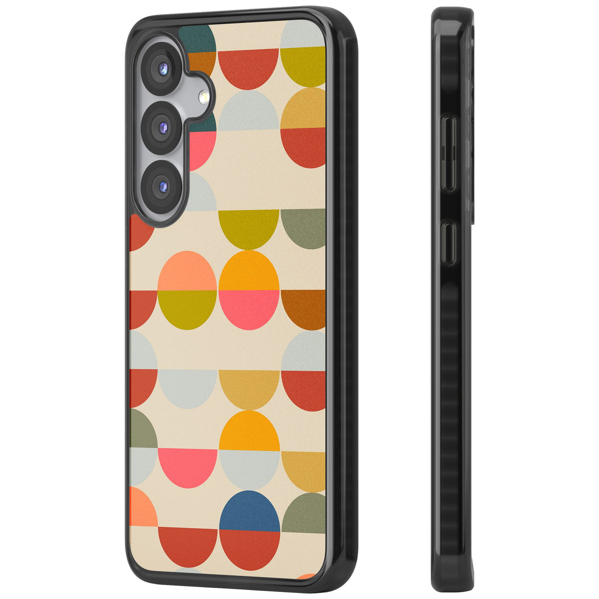 Colorful Retro Circles Samsung S25 / Samsung S25 Plus / Samsung S26 / Samsung S26 Plus Impact Black Phone Case side