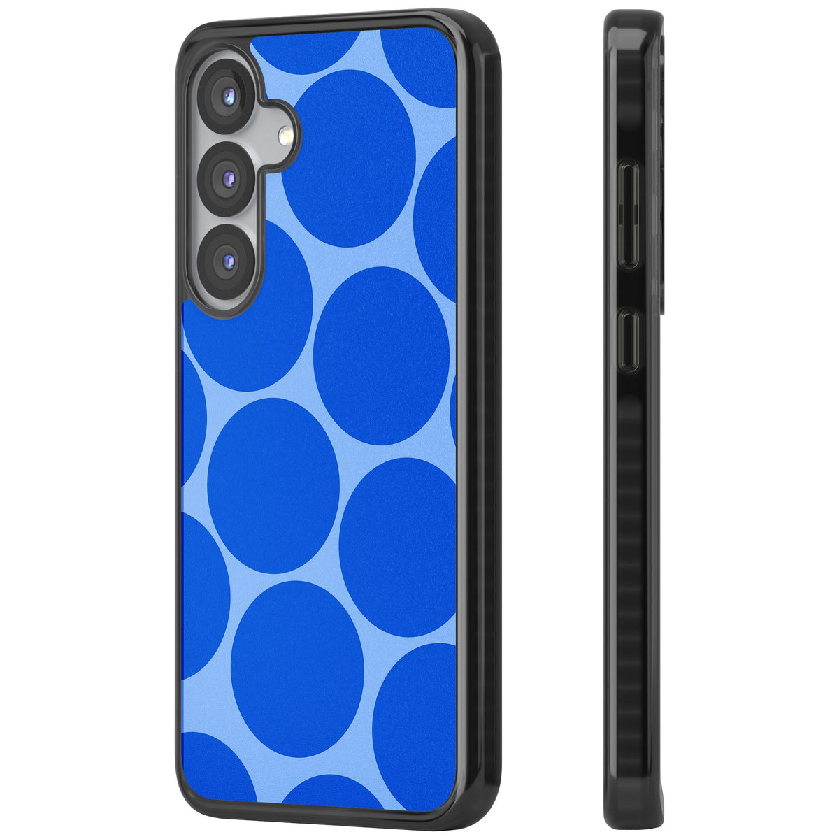 Retro Blue Circles Samsung S25 / Samsung S25 Plus / Samsung S26 / Samsung S26 Plus Impact Black Phone Case side