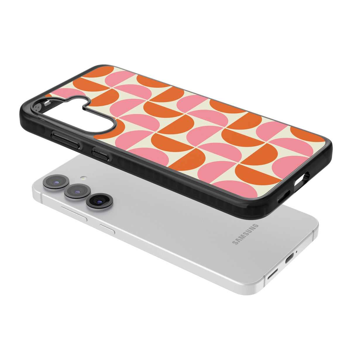 Boho Bauhaus Samsung S25 / Samsung S25 Plus / Samsung S26 / Samsung S26 Plus Impact Black Phone Case angled