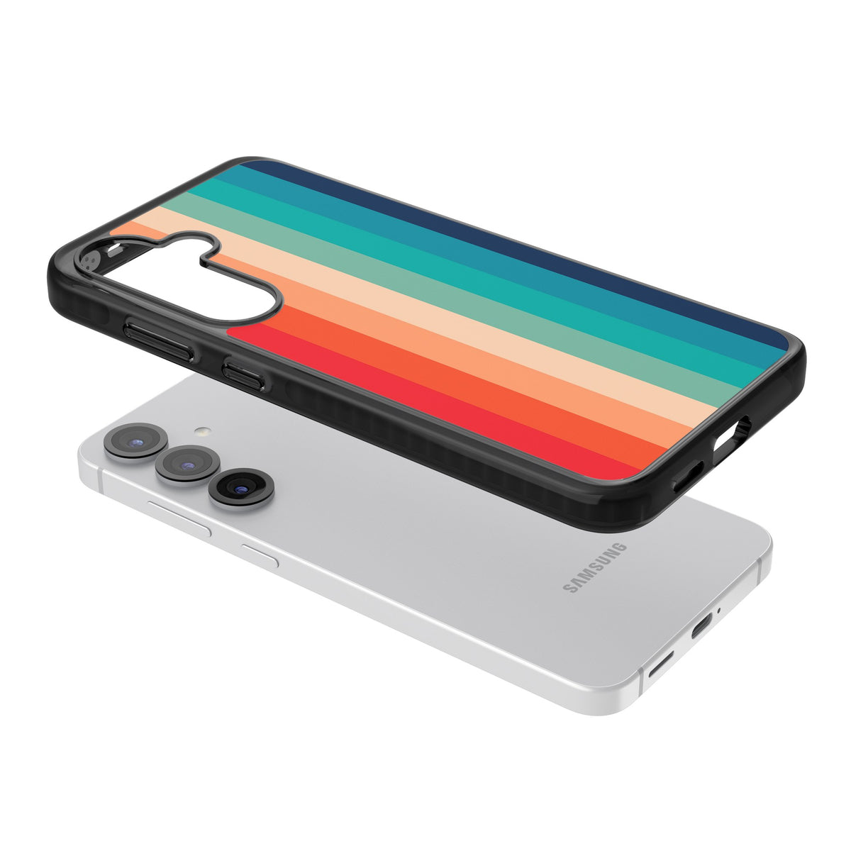 Retro Spectrum Samsung S25 / Samsung S25 Plus / Samsung S26 / Samsung S26 Plus Impact Black Phone Case angled