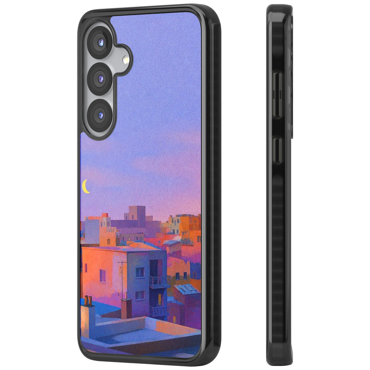 Twilight Rooftops Samsung S25 / Samsung S25 Plus / Samsung S26 / Samsung S26 Plus Impact Black Phone Case side