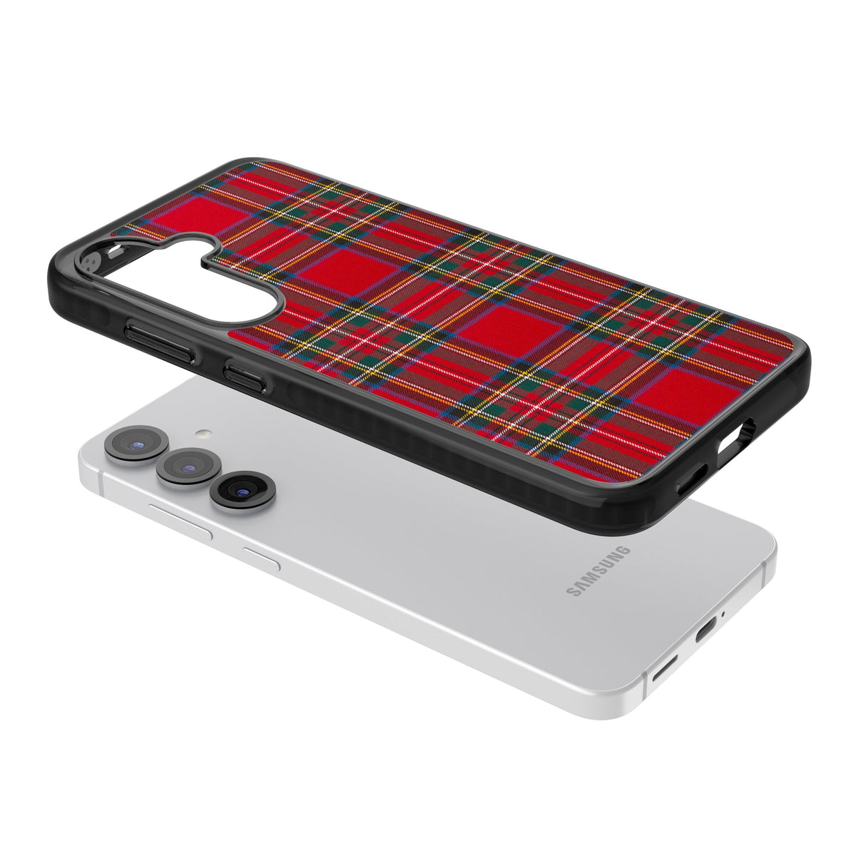 Royal Stewart Tartan Samsung S25 / Samsung S25 Plus / Samsung S26 / Samsung S26 Plus Impact Black Phone Case angled