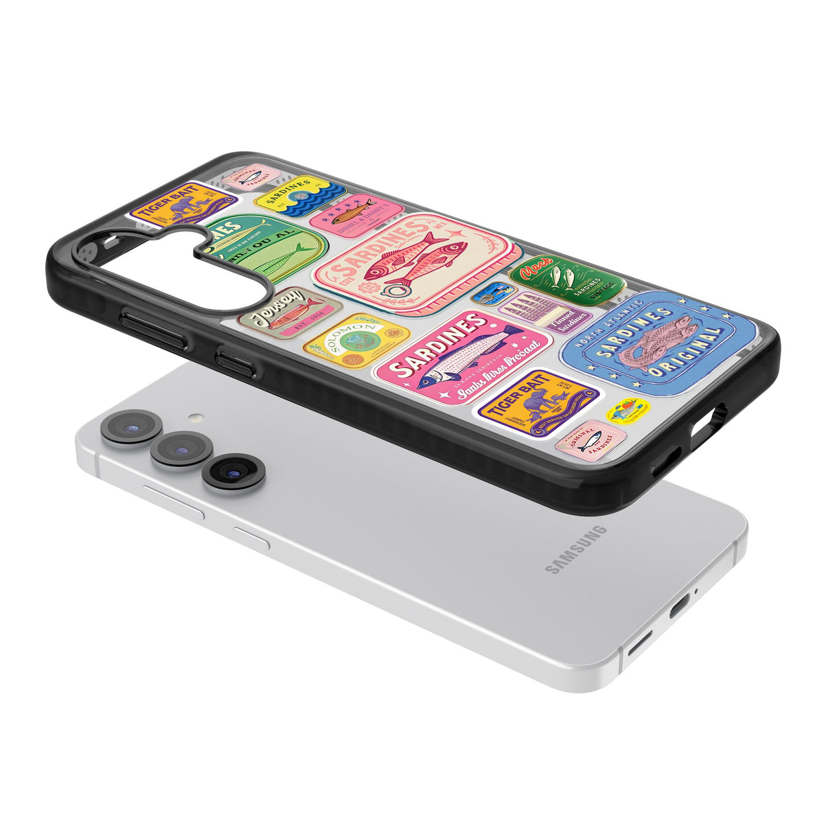 Coastal Sardines Samsung S25 / Samsung S25 Plus / Samsung S26 / Samsung S26 Plus Impact Black Phone Case angled