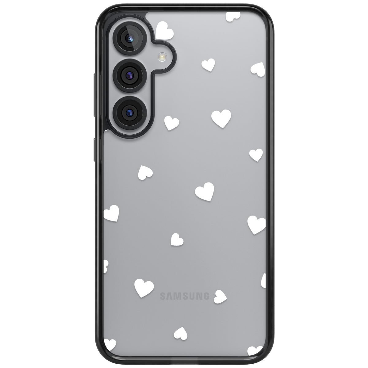 White Hearts Samsung S25 Plus / Samsung S26 / Samsung S26 Plus Impact Black Phone Case front