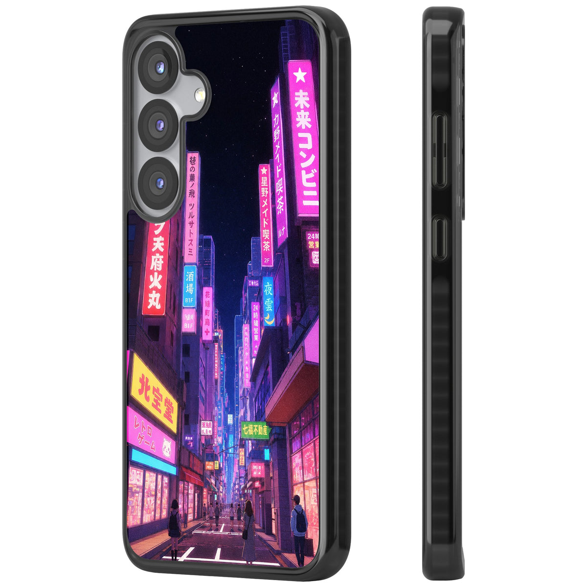 Shibuya At Night Samsung S25 / Samsung S25 Plus / Samsung S26 / Samsung S26 Plus Impact Black Phone Case side