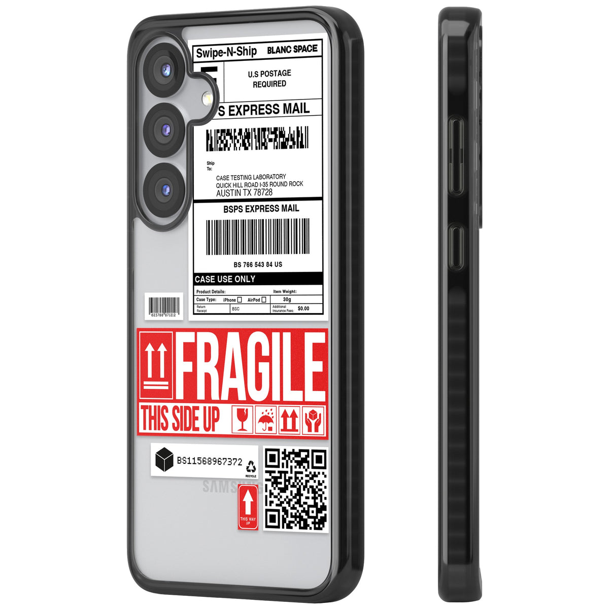 Shipping Label Samsung S25 / Samsung S25 Plus / Samsung S26 / Samsung S26 Plus Impact Black Phone Case side