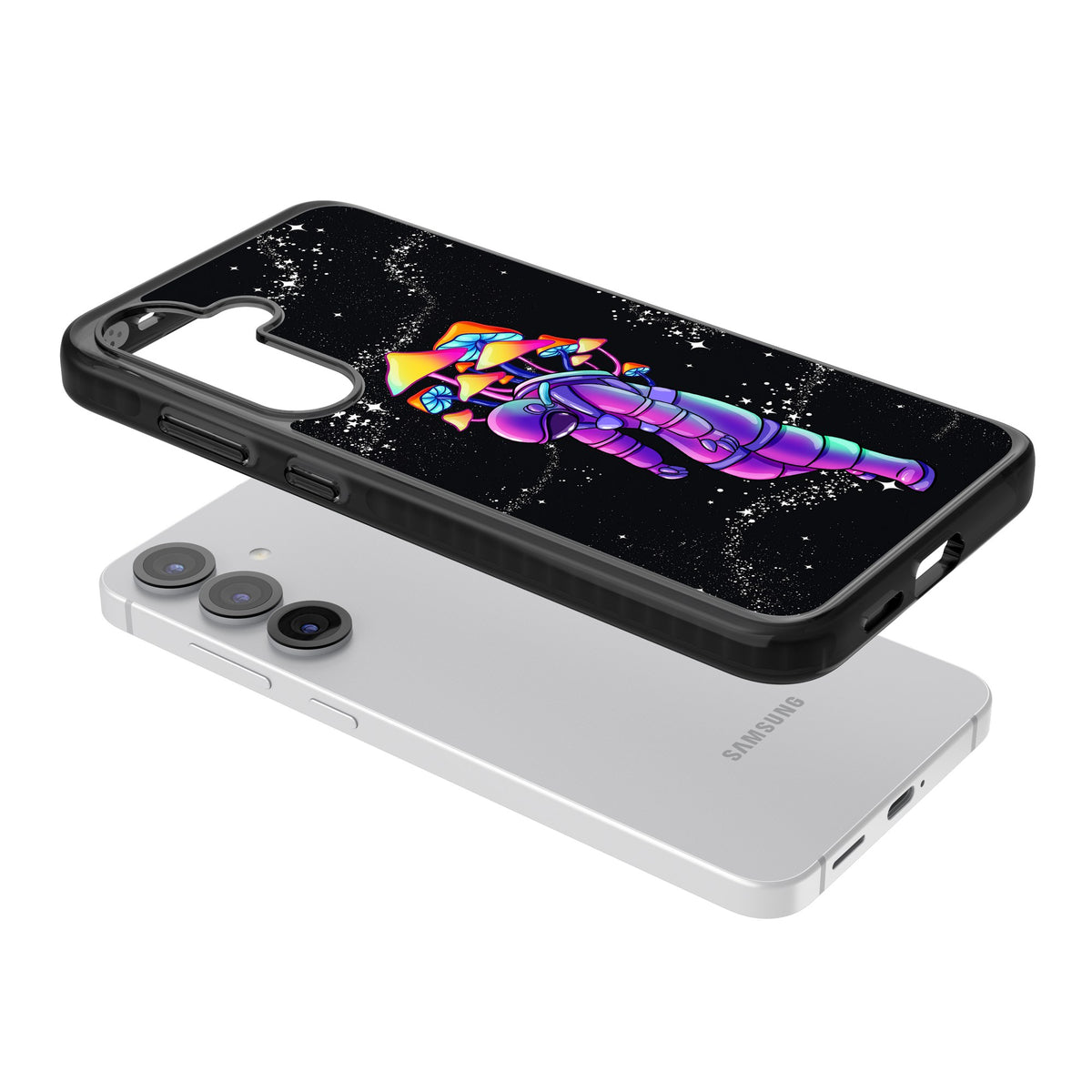 Space Mutation Samsung S25 / Samsung S25 Plus / Samsung S26 / Samsung S26 Plus Impact Black Phone Case angled