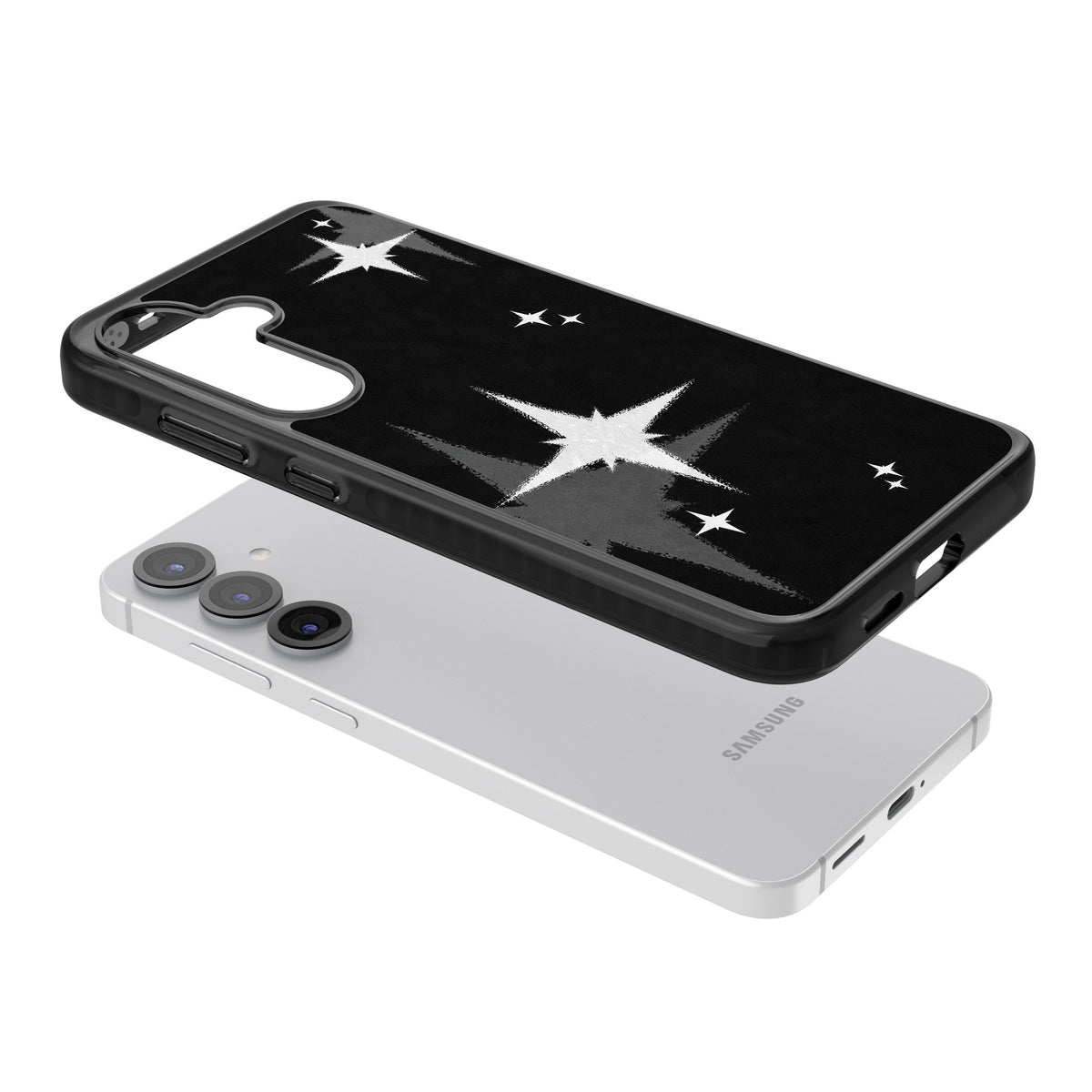 Black Sparkle Samsung S25 / Samsung S25 Plus / Samsung S26 / Samsung S26 Plus Impact Black Phone Case angled