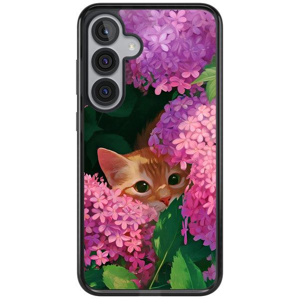 Cat In Pink Flowers