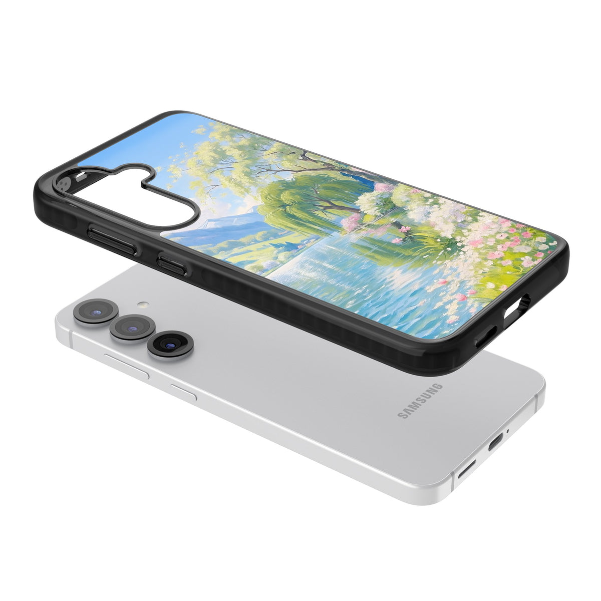 Willow Lake Samsung S25 / Samsung S25 Plus / Samsung S26 / Samsung S26 Plus Impact Black Phone Case angled