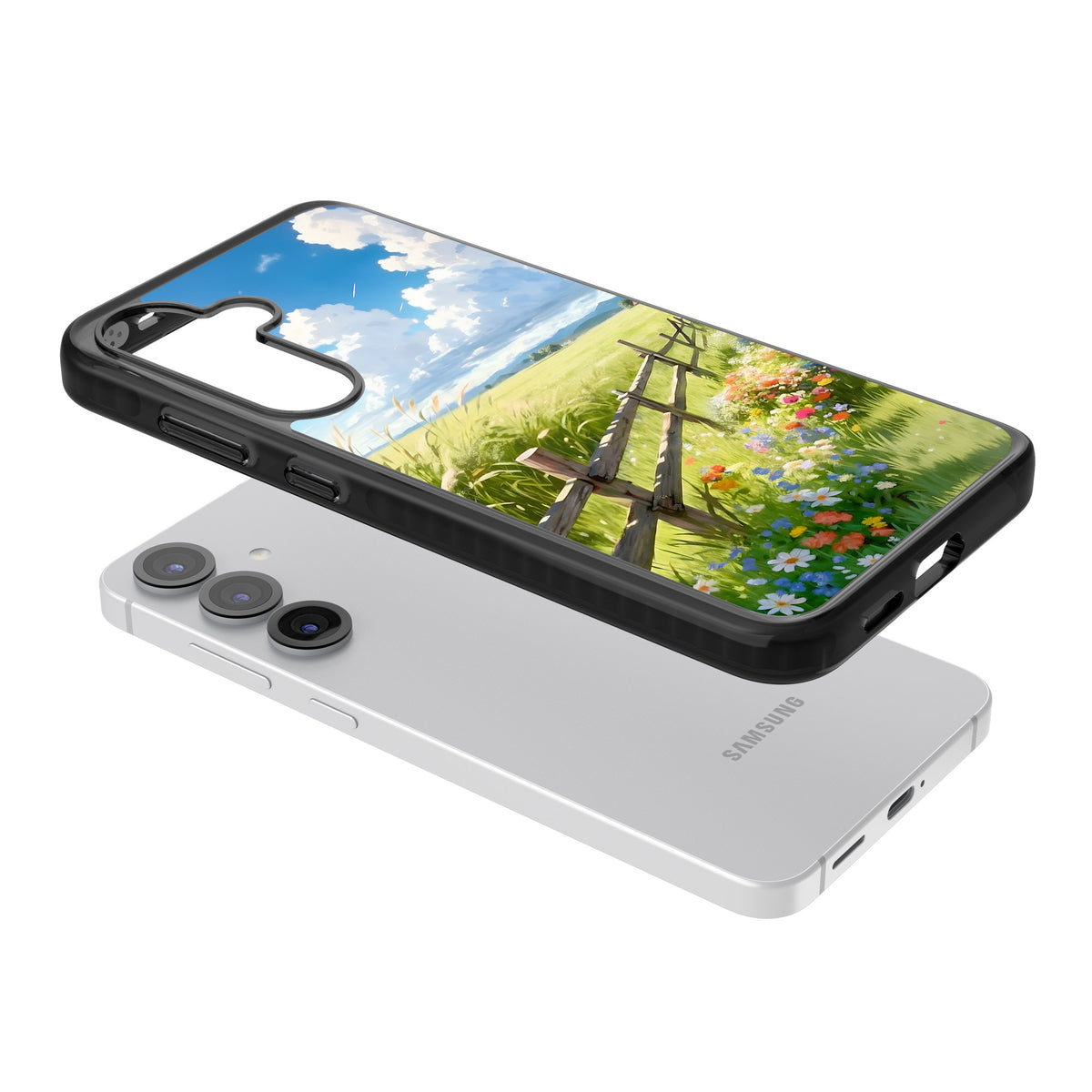 A Countryside Afternoon Samsung S25 / Samsung S25 Plus / Samsung S26 / Samsung S26 Plus Impact Black Phone Case angled