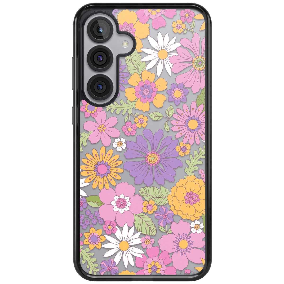 Soft Flowers Samsung S25 Plus / Samsung S26 / Samsung S26 Plus Impact Black Phone Case front