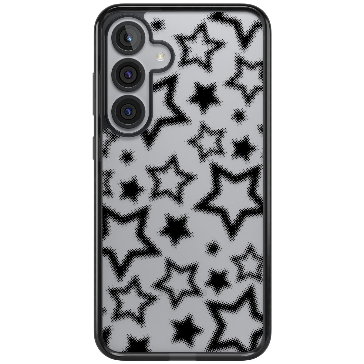 Black Halftone Stars (Clear) Samsung S25 Plus / Samsung S26 / Samsung S26 Plus Impact Black Phone Case front