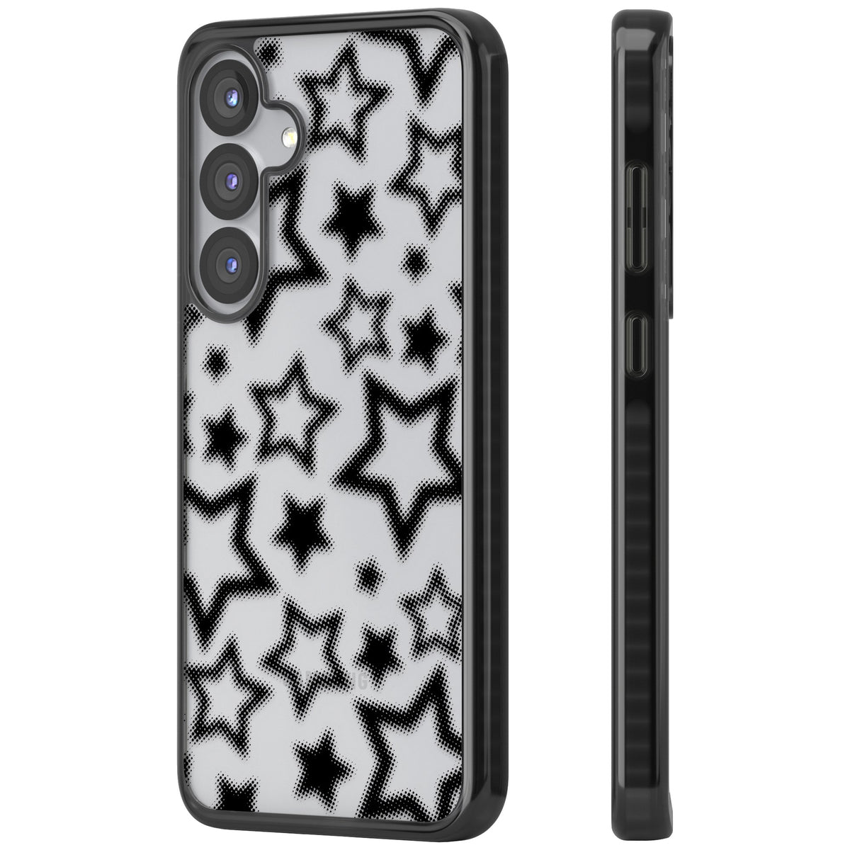 Black Halftone Stars (Clear) Samsung S25 / Samsung S25 Plus / Samsung S26 / Samsung S26 Plus Impact Black Phone Case side