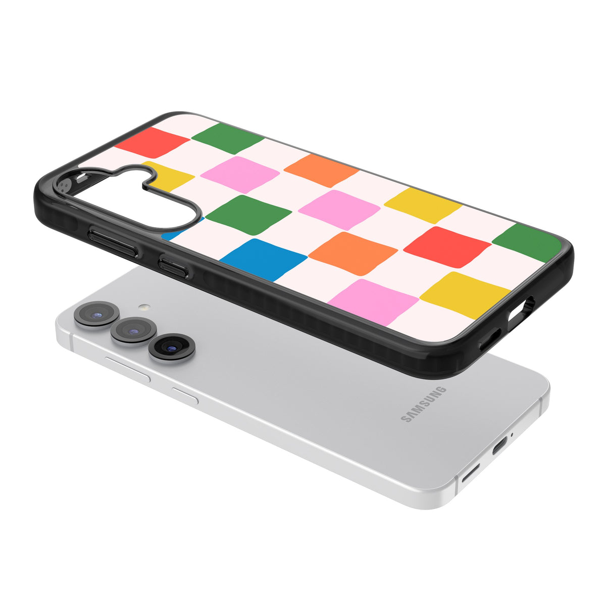 Colour Checked Samsung S25 / Samsung S25 Plus / Samsung S26 / Samsung S26 Plus Impact Black Phone Case angled